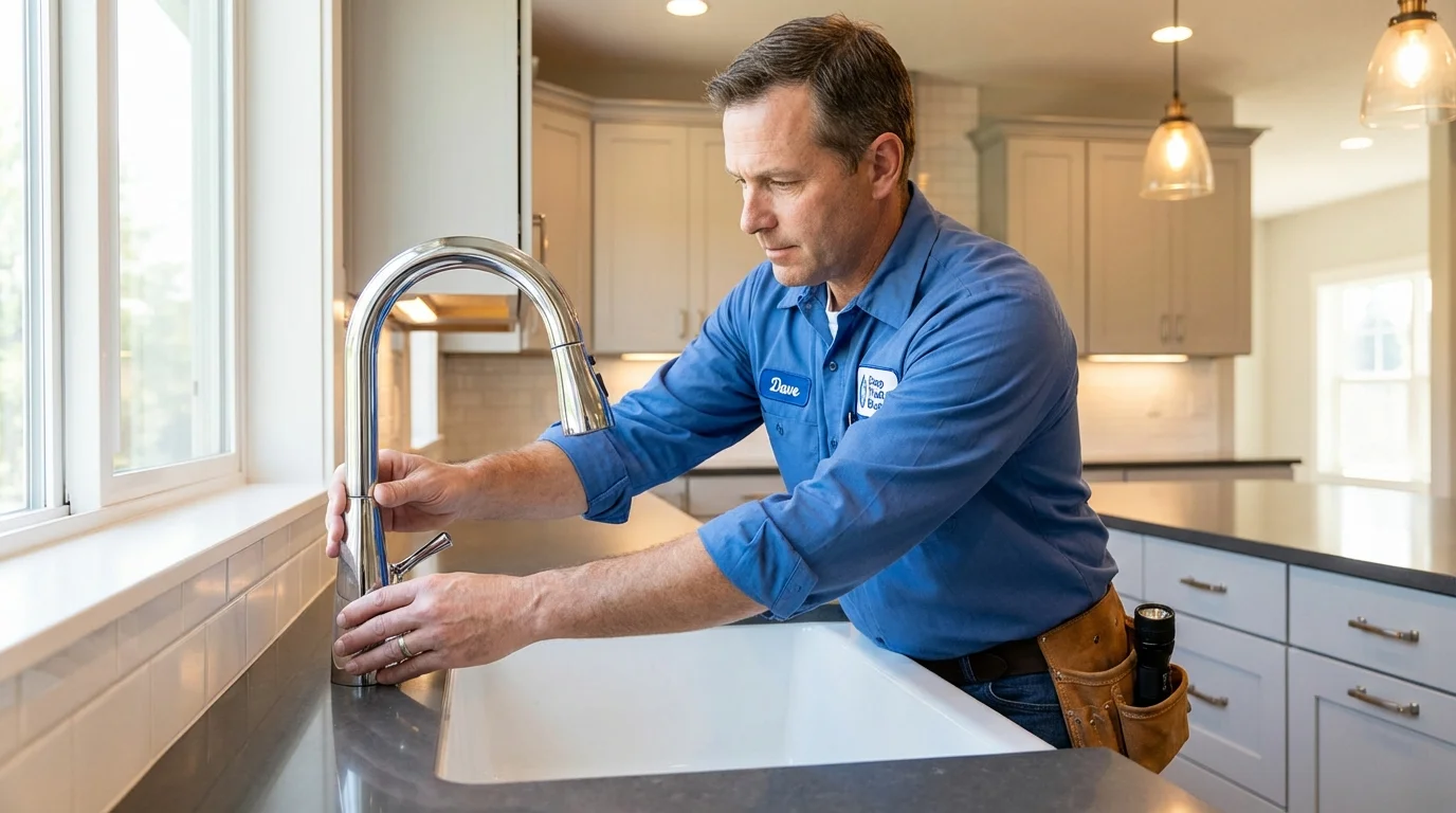 Kitchen faucet installation by Johns Plumbing LLC in Lunenburg